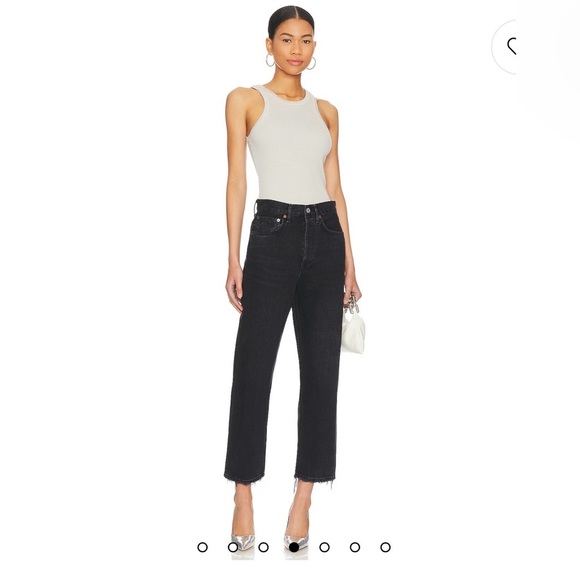 Agolde Black Cropped Ankle Jeans with Relaxed Fit - Picture 1 of 12